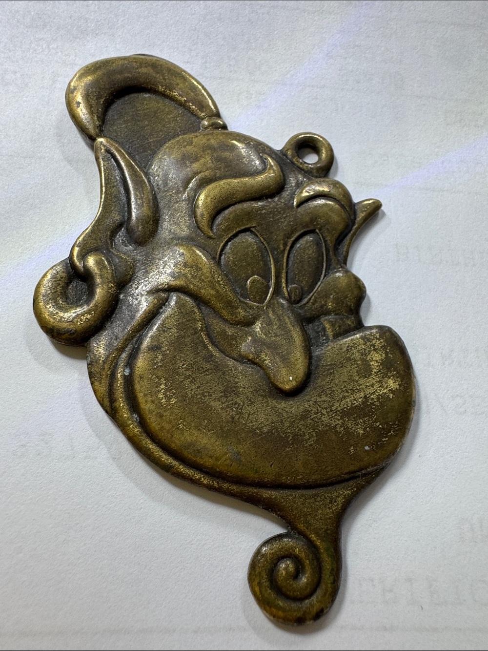 90’s Brass Disney Genie Keychain/Zipper Pull